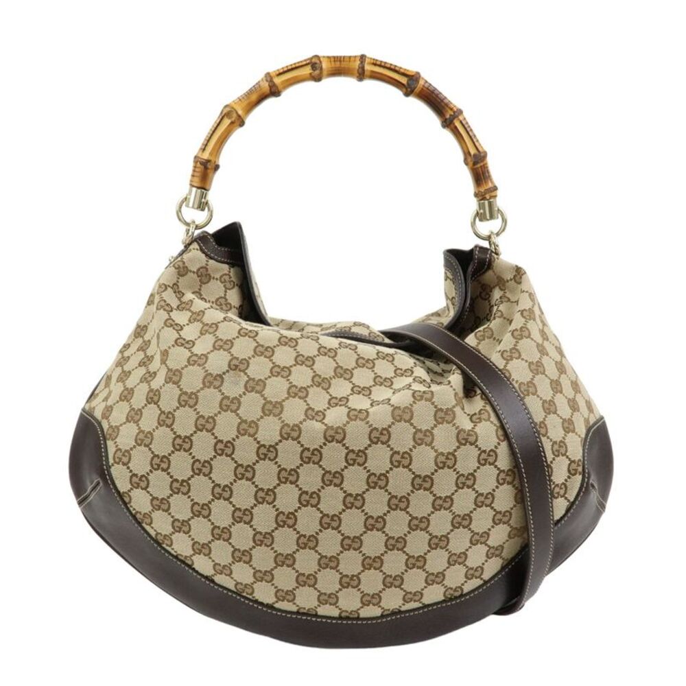 Gucci Bamboo Peggy Hobo Gg Canvas Beige Canvas Shoulder Bag Bag